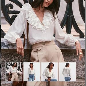 Loft | White Ruffle Blouse | NWT